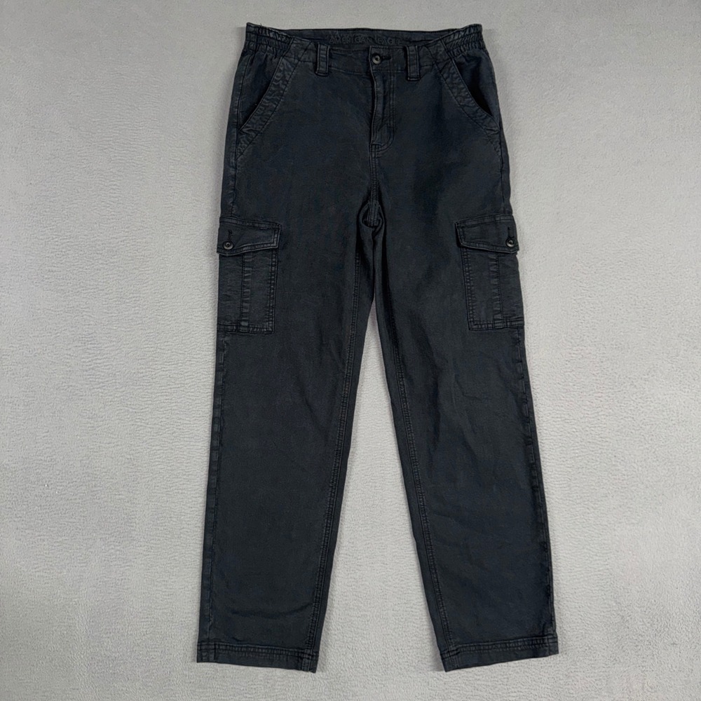 American Eagle Pants Womens 8 Black Straight Cargo Stretch Utility Multi Pocket